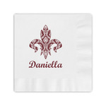 Maroon & White Coined Cocktail Napkins (Personalized)