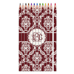 Maroon & White Colored Pencils (Personalized)