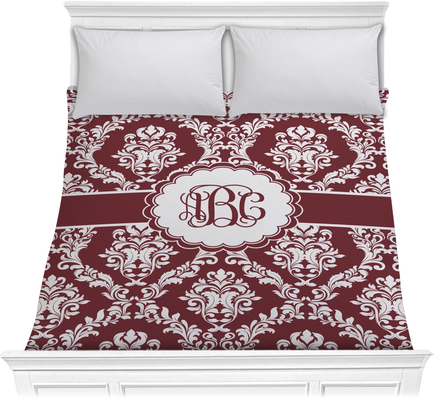 Maroon & White Comforter Full / Queen (Personalized) YouCustomizeIt