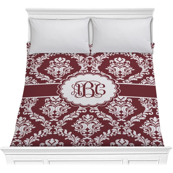 Custom Maroon & White Comforter - Full / Queen (Personalized)