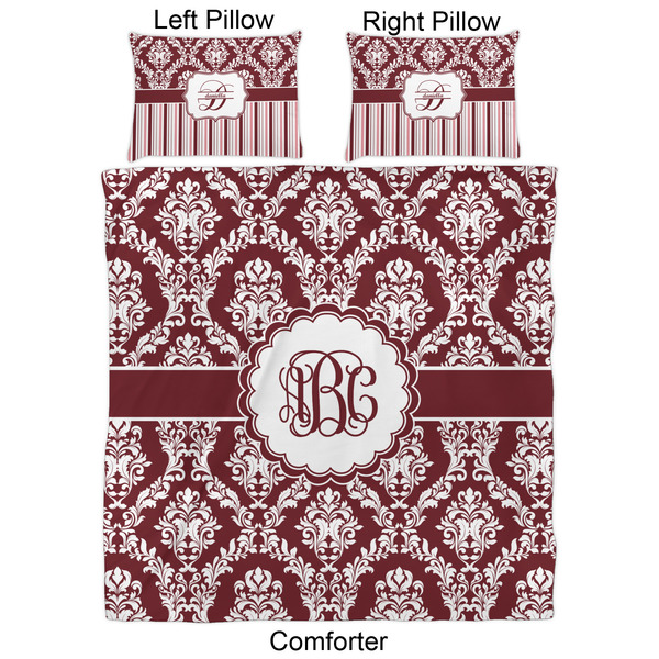 Maroon & White Comforter Set - Queen - Approval