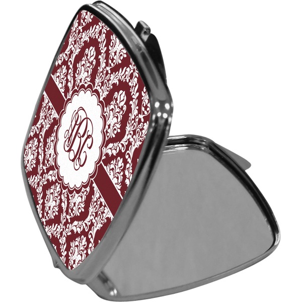 Maroon & White Compact Mirror (Side View)