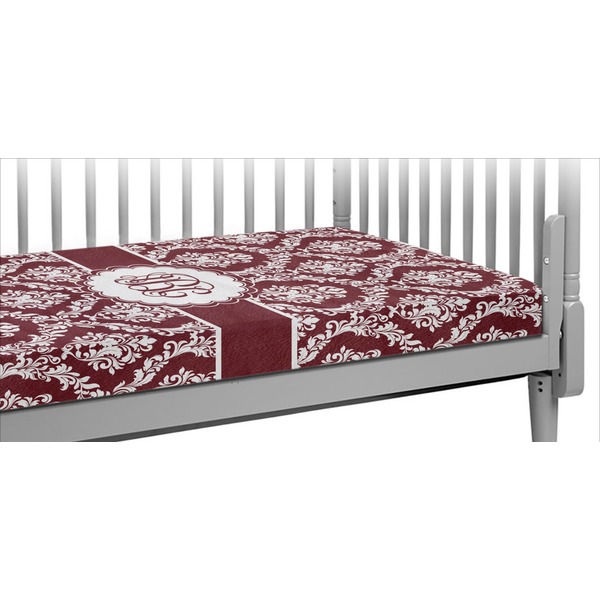 Custom Maroon & White Crib Fitted Sheet (Personalized)