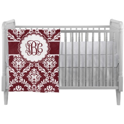 Maroon & White Crib Comforter / Quilt (Personalized)