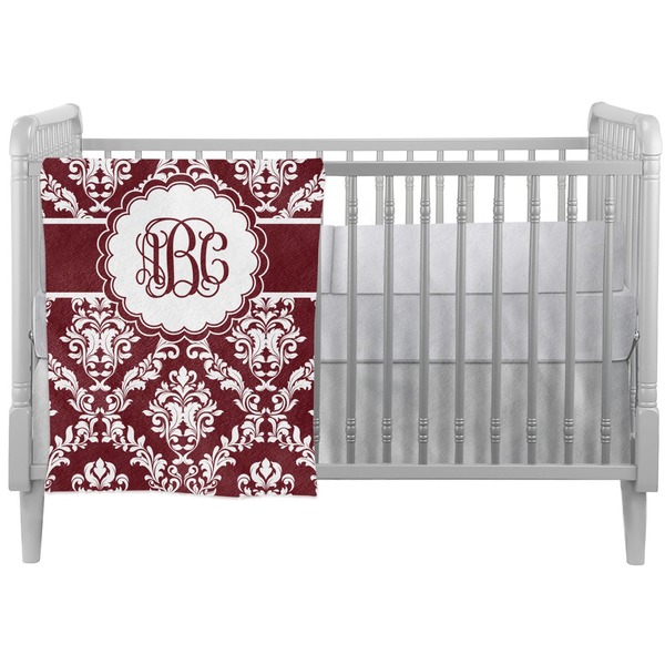 Custom Maroon & White Crib Comforter / Quilt (Personalized)