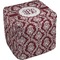 Maroon & White Cube Poof Ottoman (Top)