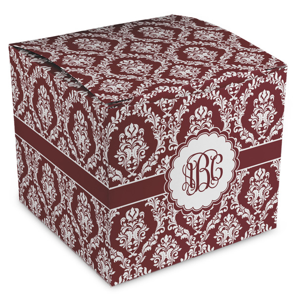 Custom Maroon & White Cube Favor Gift Boxes (Personalized)
