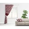 Maroon & White Curtain With Window and Rod - in Room Matching Pillow