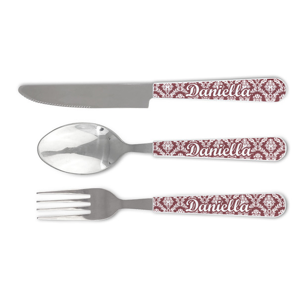 Custom Maroon & White Cutlery Set (Personalized)
