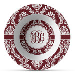 Maroon & White Plastic Bowl - Microwave Safe - Composite Polymer (Personalized)