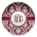 Maroon & White Microwave Safe Plastic Plate - Composite Polymer (Personalized)