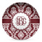Maroon & White Microwave Safe Plastic Plate - Composite Polymer (Personalized)