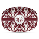 Maroon & White Plastic Platter - Microwave & Oven Safe Composite Polymer (Personalized)