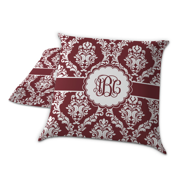 Maroon & White Decorative Pillow Case - TWO