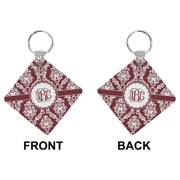 Maroon & White Diamond Keychain (Front + Back)
