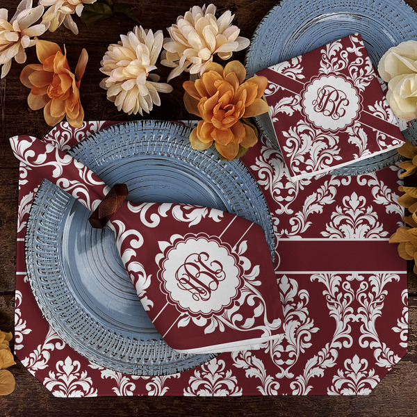 Maroon & White Dining Set