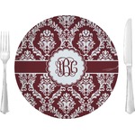 Maroon & White 10" Glass Lunch / Dinner Plates - Single or Set (Personalized)