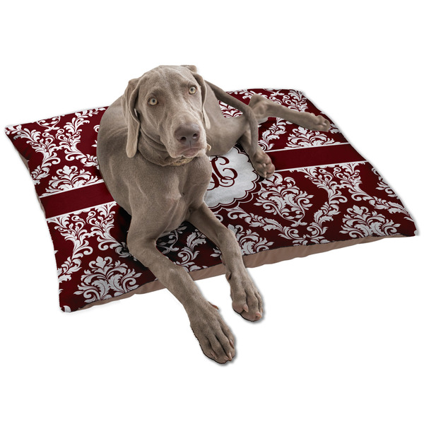 Maroon & White Dog Bed - Large LIFESTYLE