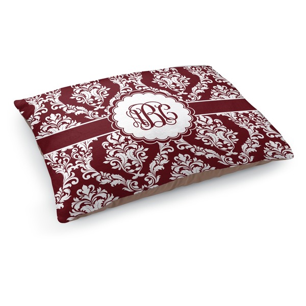 Custom Maroon & White Dog Bed - Medium w/ Monogram