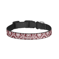 Maroon & White Dog Collar - Small (Personalized)