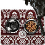 Maroon & White Dog Food Mat - Large w/ Monogram