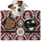 Maroon & White Dog Food Mat - Medium w/ Monogram