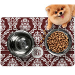 Maroon & White Dog Food Mat - Small w/ Monogram
