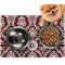 Maroon & White Dog Food Mat - Small LIFESTYLE