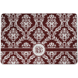 Maroon & White Dog Food Mat w/ Monogram