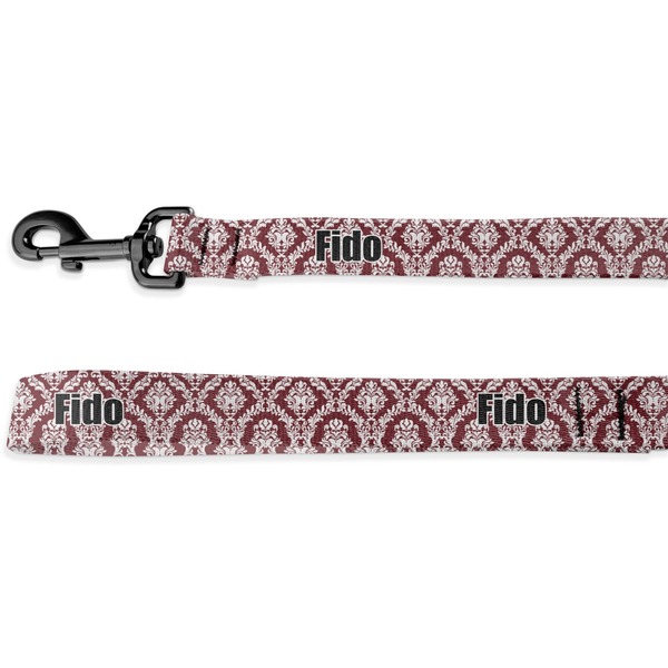 Custom Maroon & White Deluxe Dog Leash - 4 ft (Personalized)