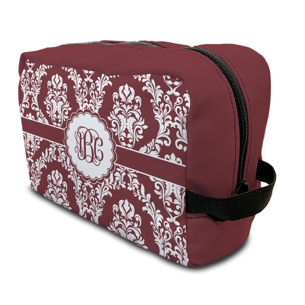 Custom Maroon & White Toiletry Bag / Dopp Kit (Personalized)