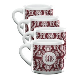 Maroon & White Double Shot Espresso Cups - Set of 4 (Personalized)