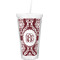 Maroon & White Double Wall Tumbler with Straw (Personalized)