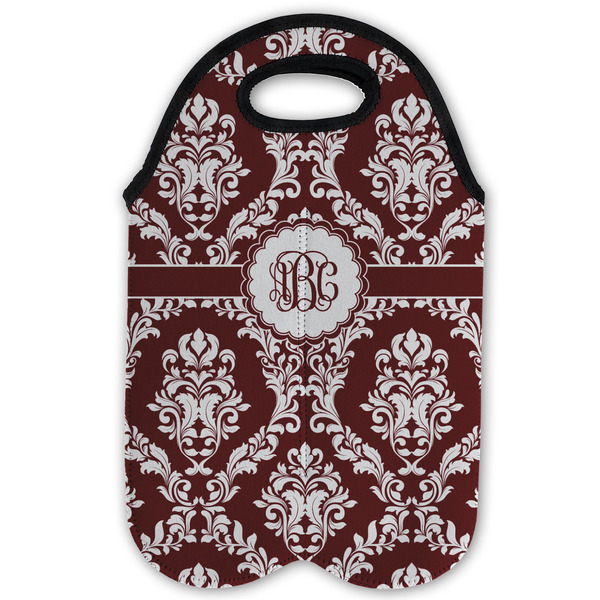 Maroon & White Double Wine Tote - Flat (new)