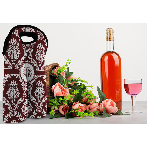 Maroon & White Double Wine Tote - LIFESTYLE (new)
