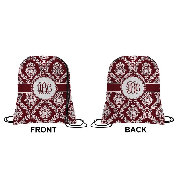 Maroon & White Drawstring Backpack Front & Back Medium