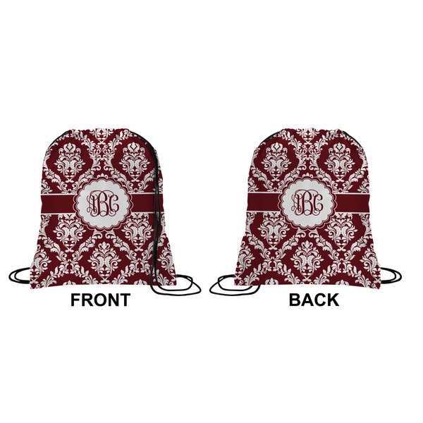 Maroon & White Drawstring Backpack Front & Back Small