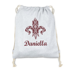 Maroon & White Drawstring Backpack - Sweatshirt Fleece - Double Sided (Personalized)