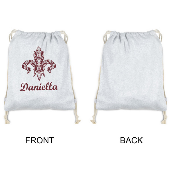 Maroon & White Drawstring Backpacks - Sweatshirt Fleece - Single Sided - APPROVAL