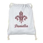 Maroon & White Drawstring Backpack - Sweatshirt Fleece (Personalized)