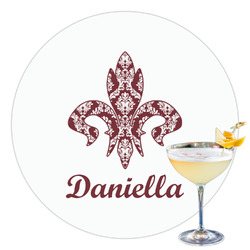Maroon & White Printed Drink Topper - 3.5" (Personalized)