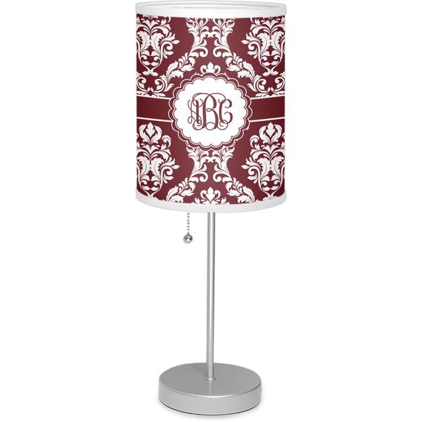 Custom Maroon & White 7" Drum Lamp with Shade Polyester (Personalized)