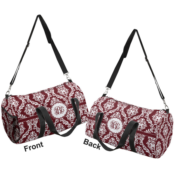 Maroon & White Duffle bag small front and back sides