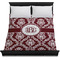 Maroon & White Duvet Cover - Queen - On Bed - No Prop