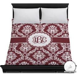 Maroon & White Duvet Cover - Full / Queen (Personalized)