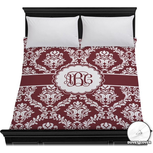 Custom Maroon & White Duvet Cover - Full / Queen (Personalized)