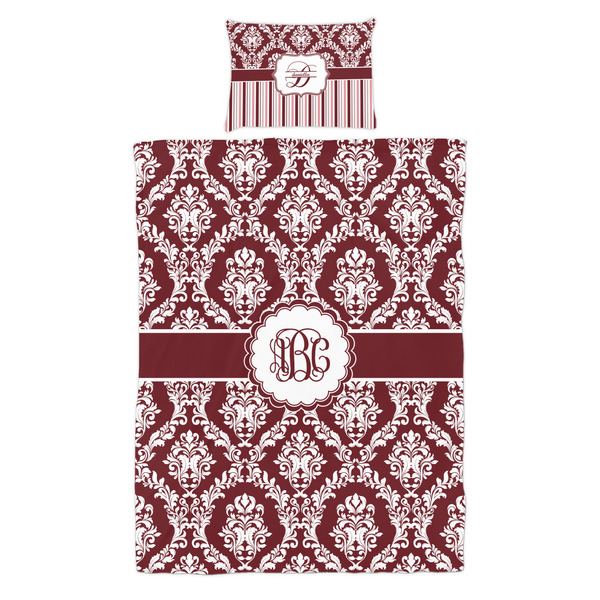 Maroon & White Duvet Cover Set - Twin - Alt Approval