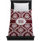 Maroon & White Duvet Cover - Twin XL - On Bed - No Prop