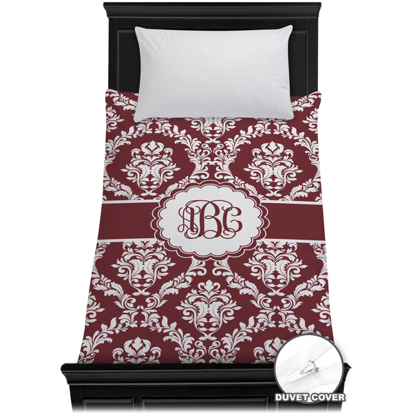 Custom Maroon & White Duvet Cover - Twin XL (Personalized)