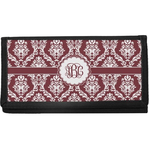 Custom Maroon & White Canvas Checkbook Cover (Personalized)